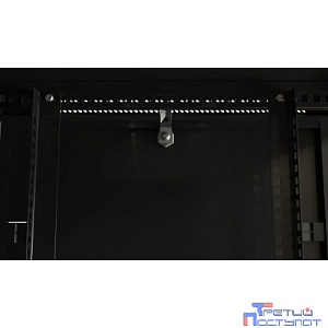 Hyperline TWB-0966-SR-RAL9004 шкаф настенный 19-дюймовый (19"), 9U, 500x600x600 мм, металлическая передняя дверь с замком, две боковые панели, цвет черный (RAL 9004) (разобранный)