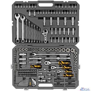Набор инструментов, 1/2", 1/4", 3/8", CrV, S2, пластиковый кейс, 216 предметов// Denzel [15807]