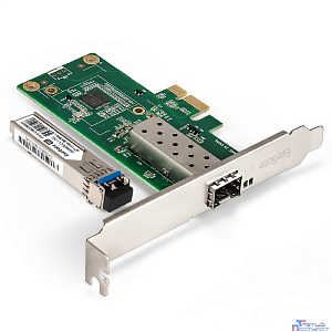 Exegate EX298936RUS Комплект: Сетевой адаптер SFP ExeGate EXE-i210-F1 + Трансивер Single-Mode до 20км EXT-1G-SM1310-LC2-20KM (EX296228RUS: PCI-E x1 v2.0, порты 1x SFP (10/100/1000Mb/s), Gigabit Server