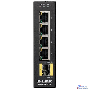 D-Link DIS-100G-5SW/A1A Промышленный неуправляемый коммутатор с 4 портами 10/100/1000Base-T, 1 портом 1000Base-X SFP, функцией энергосбережения и поддержкой QoS