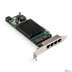 Exegate EX299014RUS Сетевой адаптер ExeGate EXE-I350-T4V2-PoE (PCI-E x4 v2.1, порты 4xRJ45 PoE (медные, с поддержкой PoE), 10/100/1000Mbps, Gigabit Frame Grabber NIC Intel Chipset NHI350AM4)