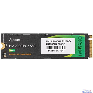 M.2 2280 500GB Apacer AS2280Q4 Client SSD AP500GAS2280Q4-1 PCIe Gen4x4 with NVMe, 5000/2500, IOPS 750K, MTBF 1.5M, 3D TLC, 850TBW, 1.7DWPD, Kit Heatsink and mount, NVMe 1.3, RTL (917881)