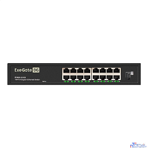 Exegate EX298695RUS Коммутатор неуправляемый ExeGate EDGS-1016D (16-портовый гигабитный UTP 10/100/1000 Base-T, металлический корпус, с возможностью установки в стойку, с функцией энергосбережения (EE