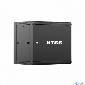NTSS Шкаф настенный телекоммуникационный NTSS W 12U 600х600х635мм, 2 профиля 19, дверь сплошная металл, боковые стенки съемные, разобранный, черный RAL 9005 NTSS-W12U6060FD-BL