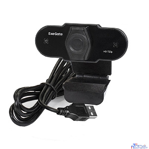 Exegate EX287386RUS Веб-камера ExeGate BlackView C525 HD Tripod (матрица 1/3" 1,3 Мп, 1280х720, 720P, 30fps, 4-линзовый объектив, USB+35mm Jack, фиксированный фокус, микрофон с шумоподавлением)