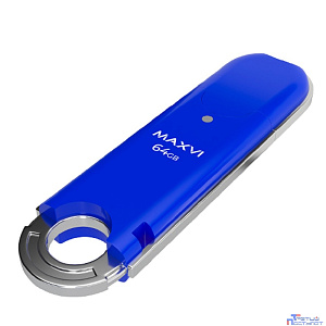 Maxvi USB Drive 64GB P2 blue, монолит с колпачком, ABS пластик, USB 2.0