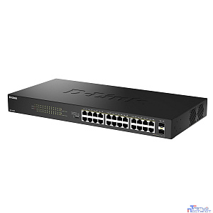 D-Link DGS-1026P/A1A Конфигурируемый коммутатор с 24 портами 10/100/1000Base-T, 2 портами 1000Base-X SFP и DIP-переключателем (24 порта PoE 802.3af/at, PoE-бюджет 240 Вт, дальность до 250 м)