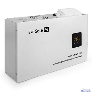 Exegate EX291751RUS Стабилизатор напряжения ExeGate Master Turbo AVS-10000 (10000ВА, 100-265В, цветной дисплей, 220В±8%, КПД 98%, 5 уровней защиты, задержка, усиленный метал.корпус, клем.колодка+еврор