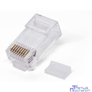 Filum FL-NA-PLUG5E-3 Коннектор RJ-45, 5E кат., со вставкой, 8p8c, 30 мкм, универсальный, для одножильного и многожильного кабеля, уп/100 шт