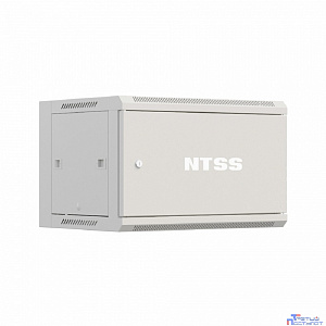 NTSS Шкаф настенный телекоммуникационный NTSS W 6U 600х600х370мм, 2 профиля 19, дверь сплошная металл, боковые стенки съемные, разобранный, серый RAL 7035 NTSS-W6U6060FD