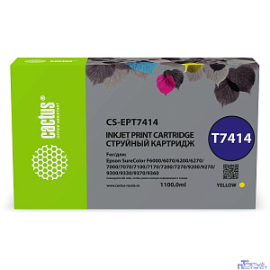 Картридж струйный Cactus CS-EPT7414 T7414 желтый (1000мл) для Epson SureColor SC-F6000/6200/7000