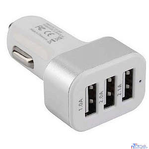Cablexpert Адаптер питания 12V->5V 3-USB, 2.1/2/1A, белый (MP3A-UC-CAR17)