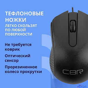 CBR CM 123 Black USB, Мышь офисн., оптич., 1000dpi, 3 кн., 1,5 м