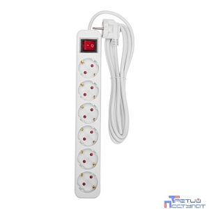 Rexant 13-4047 Удлинитель STANDARD 6 гнезд, 3м, 3х1,0мм?, с/з, с выключателем, белый