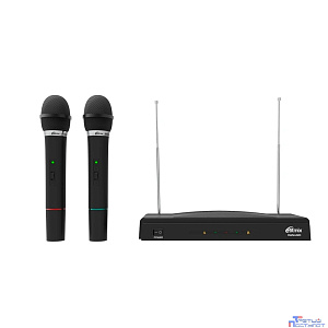 RITMIX RWM-220 {2 микрофона: 87.5 МГц - 92 МГц; раб. частоты: 100 Гц - 10 000 Гц;Чувств.: -30 дБ +/-3 дБ; пит. системы: AC 220 в  / 500 мА}