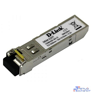 D-Link 220T/20KM/A1A WDM SFP-трансивер с 1 портом 100Base-BX-D (Tx:1550 нм, Rx:1310 нм) для одномодового оптического кабеля (до 20 км)