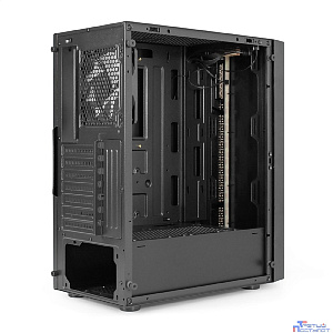 Exegate EX299420RUS Корпус Miditower ExeGate EVO-9211 (ATX, без БП, с окном, 2*USB+1*USB3.0, HD аудио, черный, 1 вент. с RGB подсветкой)