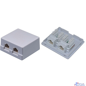 Внешняя сетевая розетка NEOMAX [NM-SMB-KJ45-U5E-2PD-102-WH] Cat.5E,UTP, 2 порта, цвет белый
