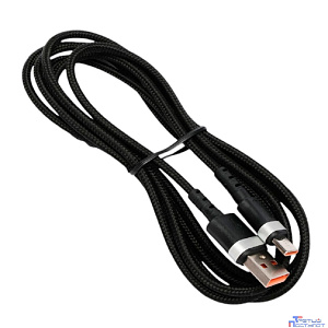 Cablexpert Кабель USB2.0, AM/Type-C, 6A, 66Вт, QC3.0, оплетка, медь, 1.8м, черный, пакет (CCP-USB2-AMCM-66W-1.8M)