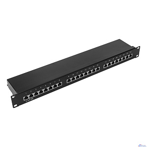 Патч-панель 19" NEOMAX [NM-PP-1U24P-SC5E-D-102-BK] 1U, 24 порта, кат.5E, STP, Dual IDC, цвет черный
