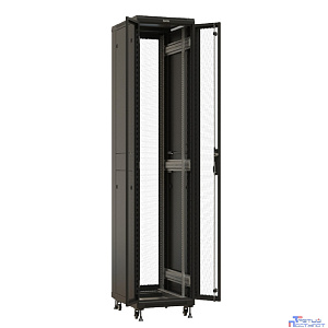 Шкаф серверный Hyperline (TTBR-4261-DD-RAL9004) напольный 42U 600x1000мм пер.дв.перфор. задн.дв.перфор. 2 бок.пан. направл.под закл.гайки 800кг черный 910мм 2055мм IP20 сталь
