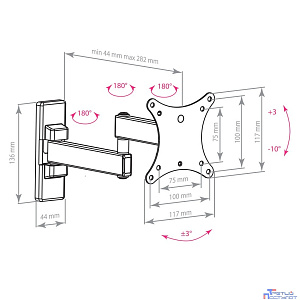 Arm Media MARS-02 черный 10"-32" макс.20кг настенный поворот и наклон
