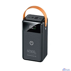 Perfeo Powerbank PRODIGE 60000 mAh/LED/PD + QC 3.0/Type-C/Lightning/2 USB/Выход: 5A, max 22.5W/Black (PF_C3697)