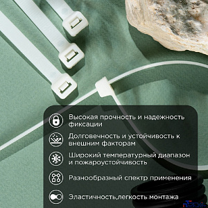 Rexant (67-0350) Стяжка нейлоновая Профессиональная 350x4,8мм, белая (100 шт/уп)