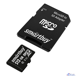 Micro SecureDigital 512GB Smartbuy Class10 UHS (с адаптером SD) (SB512GBSDCL10-01)