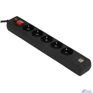 Гарнизон Сетевой фильтр для ИБП ECL-5-U2-B-1.8 5р, 10А, 2xUSB, 1.8м, ур.защиты 4, черный, пакет (22437)