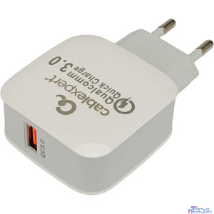 Cablexpert Зарядное устройство MP3A-PC-40 18Вт, 3А, QC3.0, 1xUSB, белый, пакет