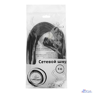 Cablexpert Кабель питания 5м, Schuko- C13, 3х1кв.мм, черный, с заземлением, пакет (PC-186-1-5M)
