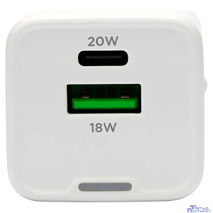 Cablexpert зарядное устройство 20Вт GaN, 3А, QC4.0/PD, 1xUSB, 1xType-C, белый, пакет (MP3A-PC-61)