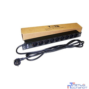 Lanmaster TWT-PDU19-16A9P-3.0 Блок розеток 19" 9 шт. без выключателя, 16A 250V, шнур питания 3.0 м