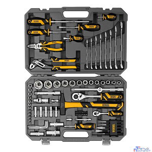 Набор инструментов, 1/2", 1/4", CrV, S2, пластиковый кейс, 84 предмета// Denzel [15802]