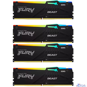 Kingston 64GB 5200MT/s DDR5 CL40 DIMM (Kit of 4) FURY Beast RGB XMP KF552C40BBAK4-64
