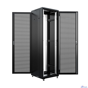 NTSS Шкаф напольный универсальный серверный NTSS R 32U 600х600мм, 4 профиля 19, двери перфорированная и перфорированная, боковые стенки съемные, регулируемые опоры, разобранный, черный RAL 9005 NTSS-R