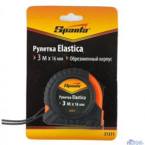 SPARTA Рулетка Elastica, 3 м х 16 мм, обрезиненный корпус [31311]