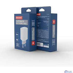 Rexant (18-2210) Сетевое зарядное устройство с двумя портами USB-C + USB-C, 20Вт