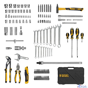 Набор инструментов, 1/2", 1/4", CrV, S2, пластиковый кейс, 122 предмета// Denzel [15804]
