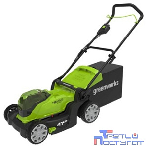 Greenworks G24X2LM41K2x Газонокосилка аккумуляторная, 2*24V, 41 см, с 2хАКБ 4Ач и ЗУ [2512607UD]