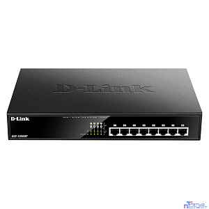 D-Link DGS-1008MP/B1A Неуправляемый коммутатор с 8 портами 10/100/1000Base-T с поддержкой PoE 802.3af/at (PoE-бюджет 125 Вт)