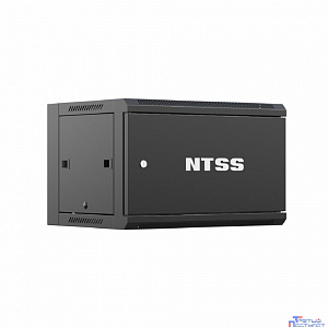 NTSS Шкаф настенный телекоммуникационный NTSS W 6U 600х600х370мм, 2 профиля 19, дверь сплошная металл, боковые стенки съемные, разобранный, черный RAL 9005 NTSS-W6U6060FD-BL