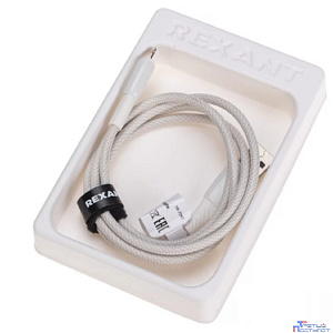 Rexant (18-7061) Кабель USB-A – Lightning для Apple, 2,4А, 1м, в белой нейлоновой оплетке