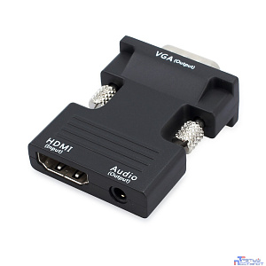 ORIENT C105, Адаптер HDMI F -> VGA 15M+Audio, для подкл.монитора/проектора к выходу HDMI, аудиокабель в комплекте, черный (31300)