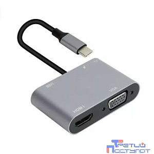 Aopen/Qust Кабель ACU4511 Адаптер USB Type-Cm-->VGA, HDMI 4k*30Hz, USB3.0, PD, Audio, iOpen (Aopen/Qust)<ACU4511>[4895182217928]