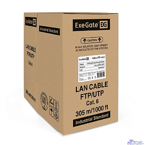 Exegate EX289279RUS Кабель ExeGate FUTP4-C6-CU-S23-IN-LSZH-OR-305 FTP 4 пары кат.6 медь, 23AWG, экран, бухта 305м, оранжевый, LSZH