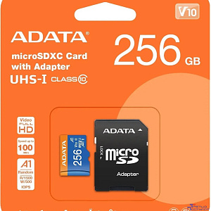 Micro SecureDigital 256Gb A-Data AUSDX256GUICL10A1-RA1 {MicroSDXC Class 10 UHS-I, SD adapter}