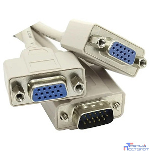 VCOM VVG6530-0.2M Кабель-разветвитель VGA 1=>2 (1x15M/2 x15F), {VGA Spliter Cable 0.2m} [06937510841219/4895182209411]
