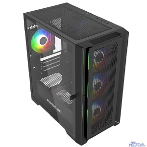 Powercase ByteFlow Micro Black, Tempered Glass, 4х 120mm ARGB fans, ARGB HUB, чёрный, mATX  (CAMBFB-A4)